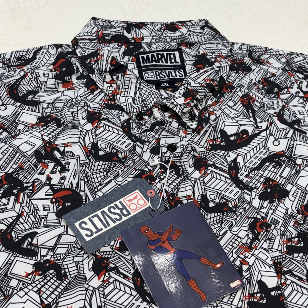 RSVLTS KUNUFLEX Button Up Shirt 4XL Marvel Miles Morales Spiderman City Slinger